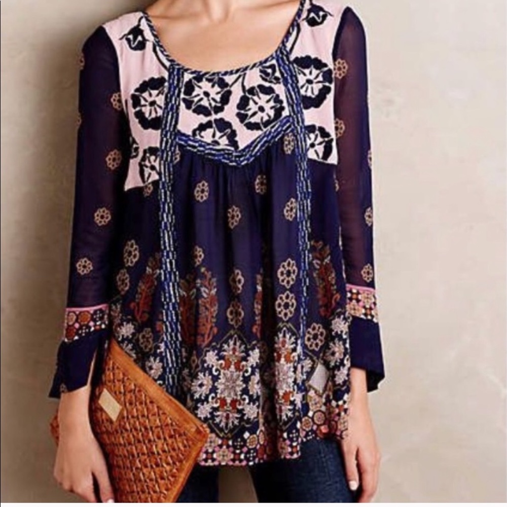 Anthropologie Floral Blouse